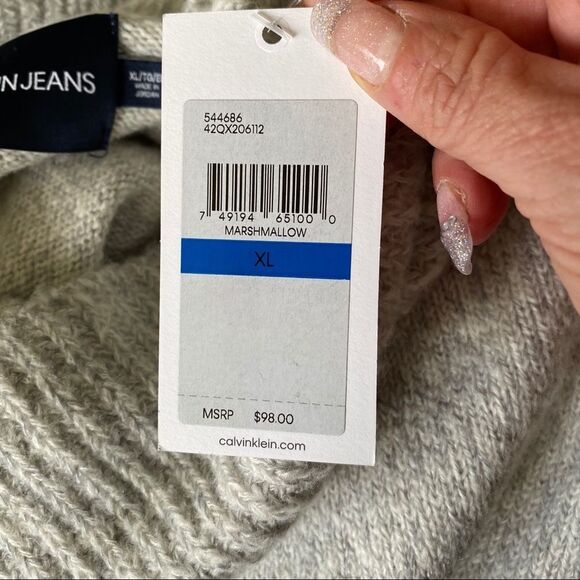 NWT! CALVIN KLEIN JEANS gray turtleneck sweater L - Picture 5 of 6